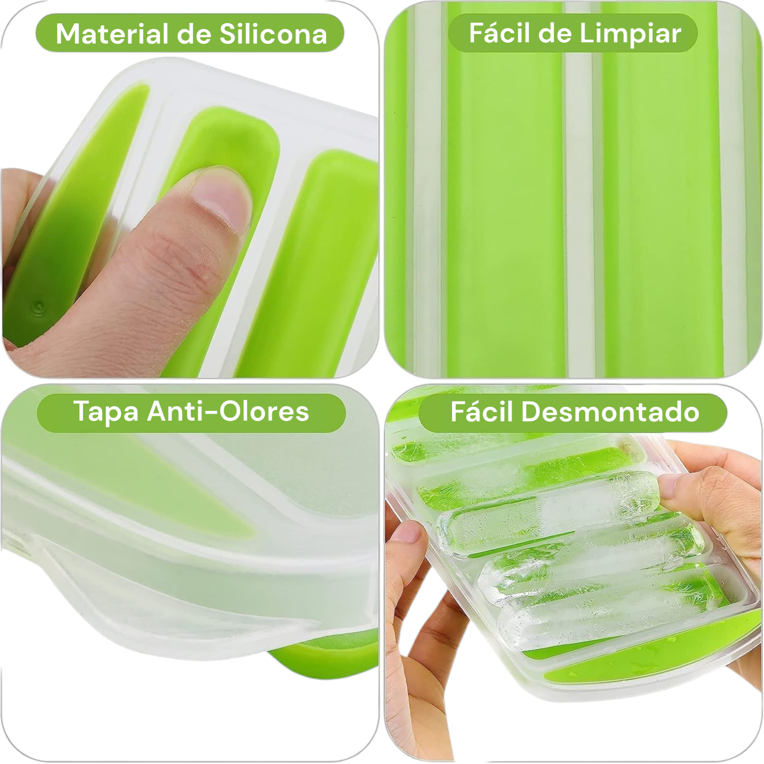 Bandeja de Silicona para Hielos Finos Alargados + Tapa - Imagen 4