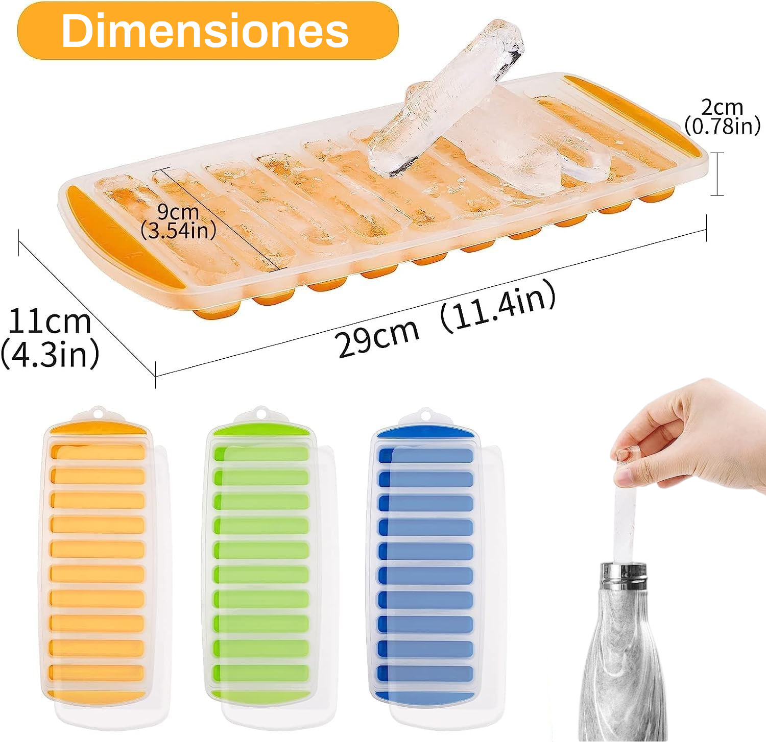 Bandeja de Silicona para Hielos Finos Alargados + Tapa - Imagen 3